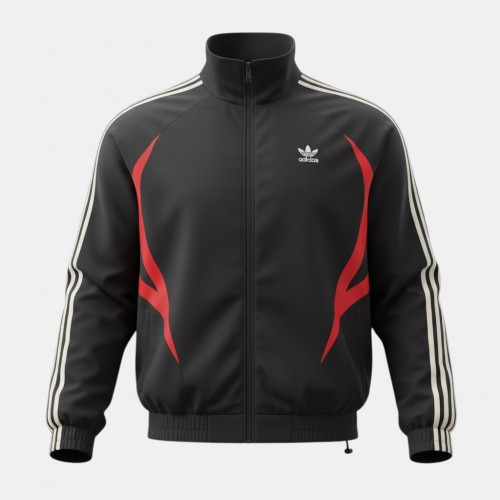 Adidas Originals Tribal Flame Track Jacket Μαύρο Κόκκινο /pre owned